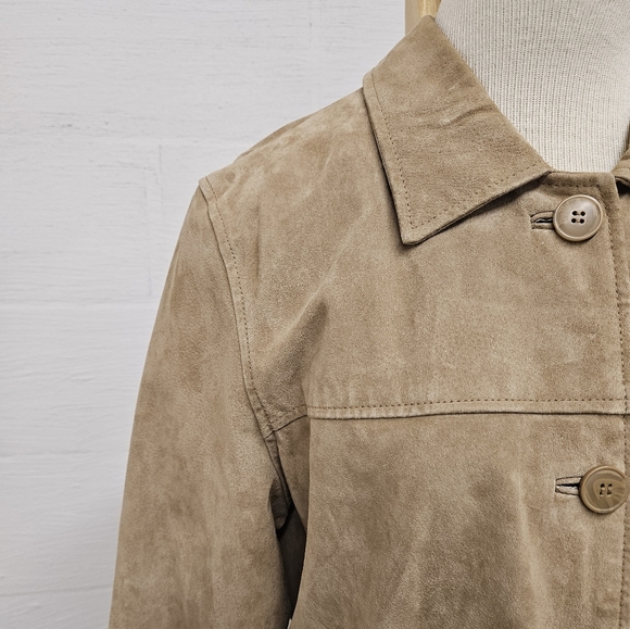 Moda International 90s Suede Leather Jacket in Camel Size Large Tall - Picture 6 of 12